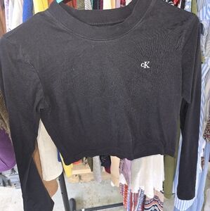 Calvin Klein Black Fitted Crop Hoodie